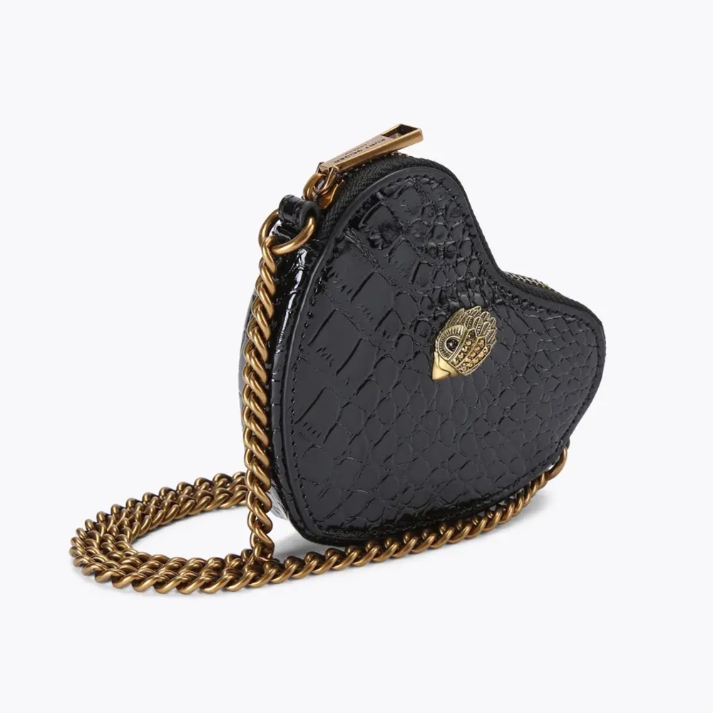 Kurt Geiger Black Heart Mini Bag with Gold Chain